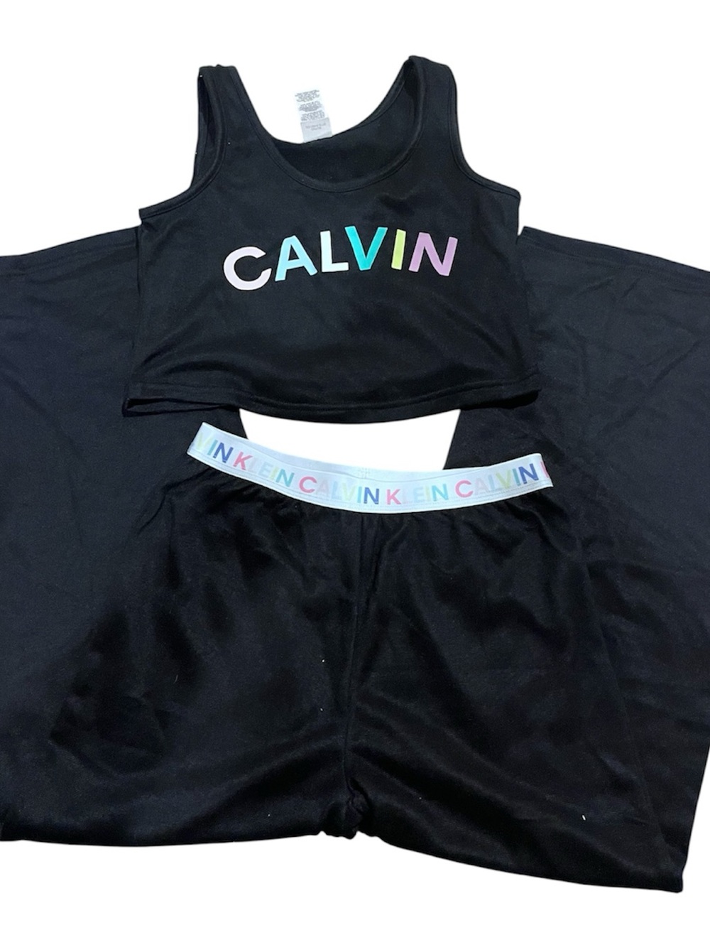 Calvin Klein Black Crop Tank & Pants 2-Piece Set Girls Size 5/6 New